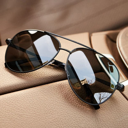 MARCOS – Gafas de sol retro estilo aviador con montura dorada y lentes degradados con protección UV400