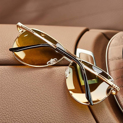 MARCOS – Gafas de sol retro estilo aviador con montura dorada y lentes degradados con protección UV400