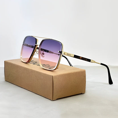 AURELIO – Gafas de sol tipo aviador con montura dorada y lentes degradados con protección UV400