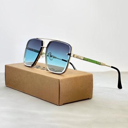 AURELIO – Gafas de sol tipo aviador con montura dorada y lentes degradados con protección UV400