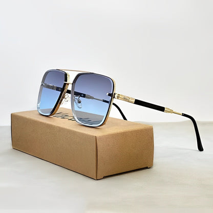 AURELIO – Gafas de sol tipo aviador con montura dorada y lentes degradados con protección UV400