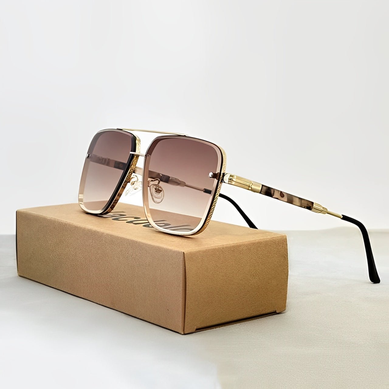 AURELIO – Gafas de sol tipo aviador con montura dorada y lentes degradados con protección UV400