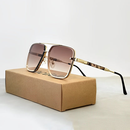 AURELIO – Gafas de sol tipo aviador con montura dorada y lentes degradados con protección UV400