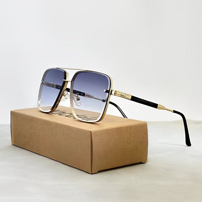 AURELIO – Gafas de sol tipo aviador con montura dorada y lentes degradados con protección UV400