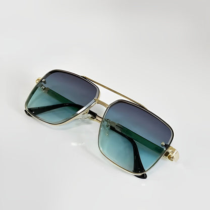 AURELIO – Gafas de sol tipo aviador con montura dorada y lentes degradados con protección UV400