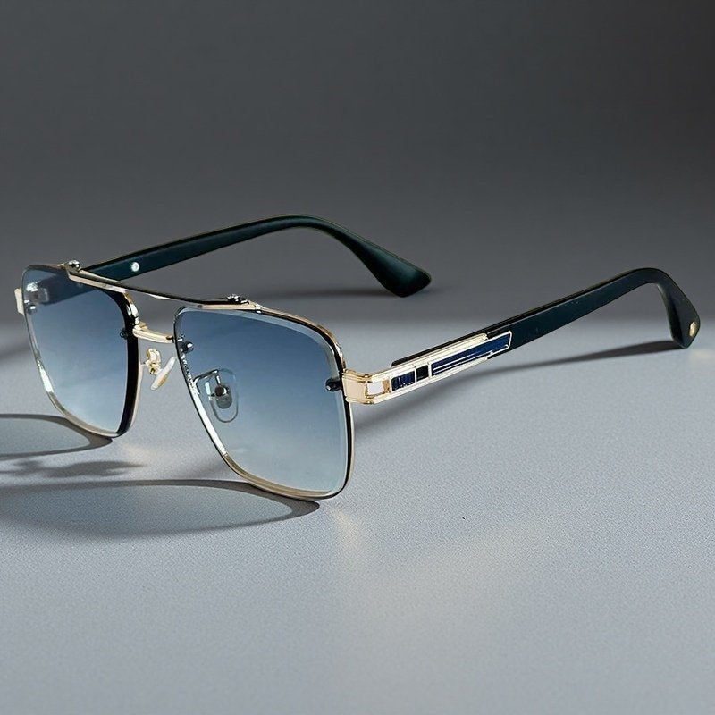 ALEJANDRO – Gafas de sol estilo aviador cuadrado con montura de aleación y lentes degradados