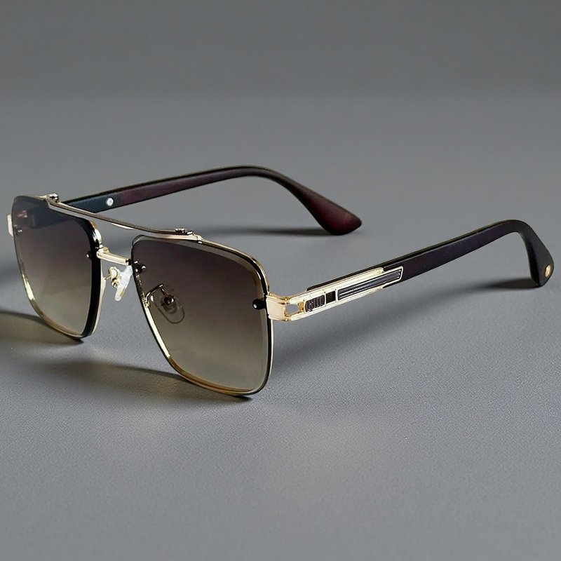 ALEJANDRO – Gafas de sol estilo aviador cuadrado con montura de aleación y lentes degradados