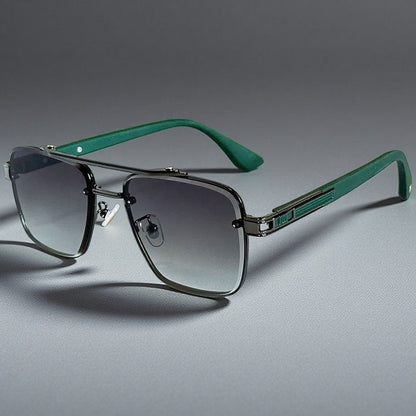 ALEJANDRO – Gafas de sol estilo aviador cuadrado con montura de aleación y lentes degradados