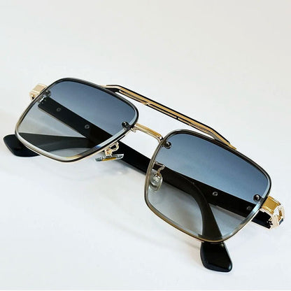 ALEJANDRO – Gafas de sol estilo aviador cuadrado con montura de aleación y lentes degradados