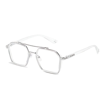BRUNO – Gafas de sol con montura cuadrada y lentes transparentes con filtro de luz azul