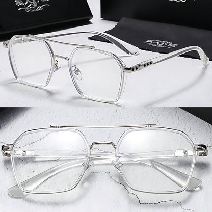 BRUNO – Gafas de sol con montura cuadrada y lentes transparentes con filtro de luz azul