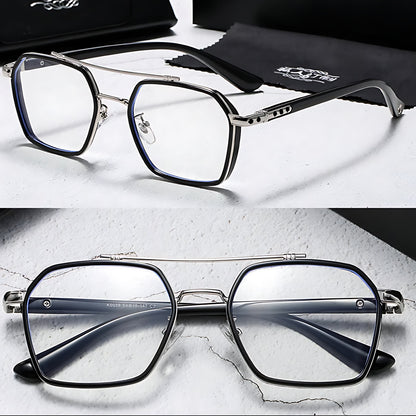 BRUNO – Gafas de sol con montura cuadrada y lentes transparentes con filtro de luz azul