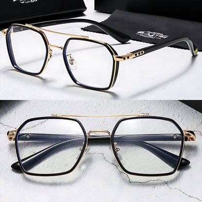 BRUNO – Gafas de sol con montura cuadrada y lentes transparentes con filtro de luz azul