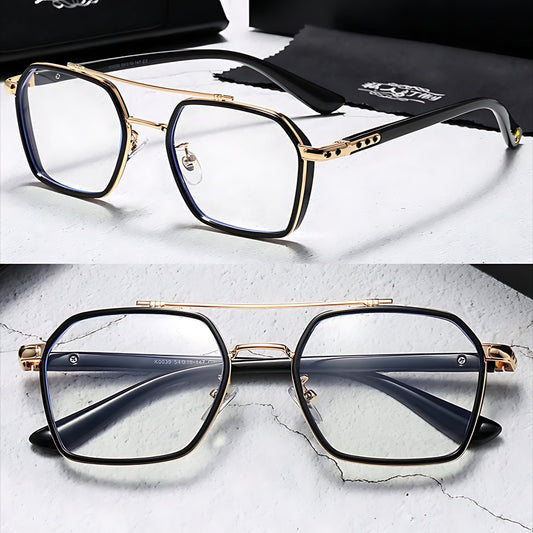 BRUNO – Gafas de sol con montura cuadrada y lentes transparentes con filtro de luz azul