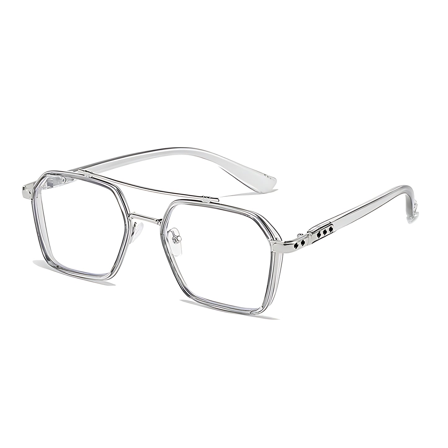 BRUNO – Gafas de sol con montura cuadrada y lentes transparentes con filtro de luz azul