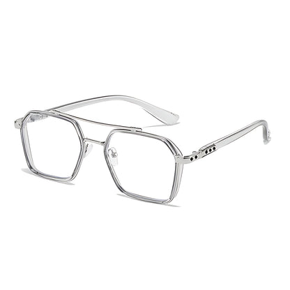 BRUNO – Gafas de sol con montura cuadrada y lentes transparentes con filtro de luz azul