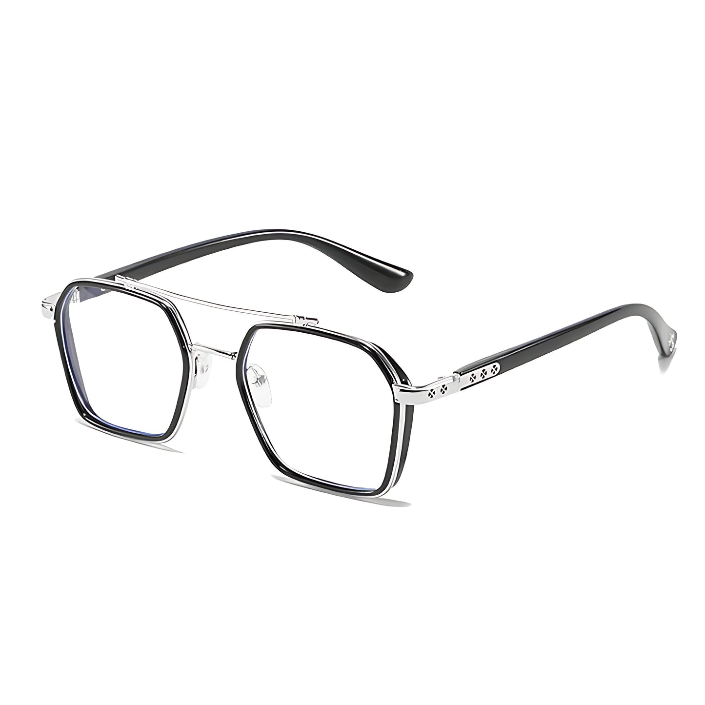 BRUNO – Gafas de sol con montura cuadrada y lentes transparentes con filtro de luz azul