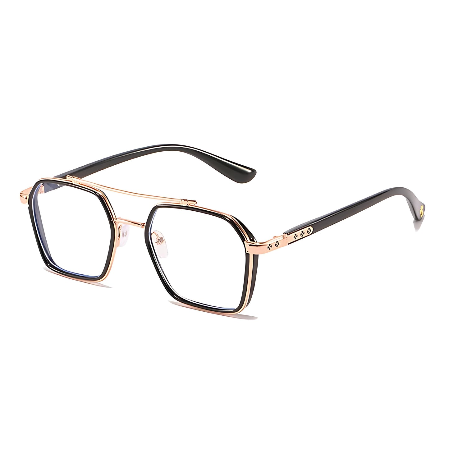 BRUNO – Gafas de sol con montura cuadrada y lentes transparentes con filtro de luz azul
