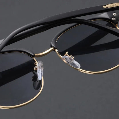 RAÚL – Gafas de sol estilo clubmaster con media montura metálica y protección UV400