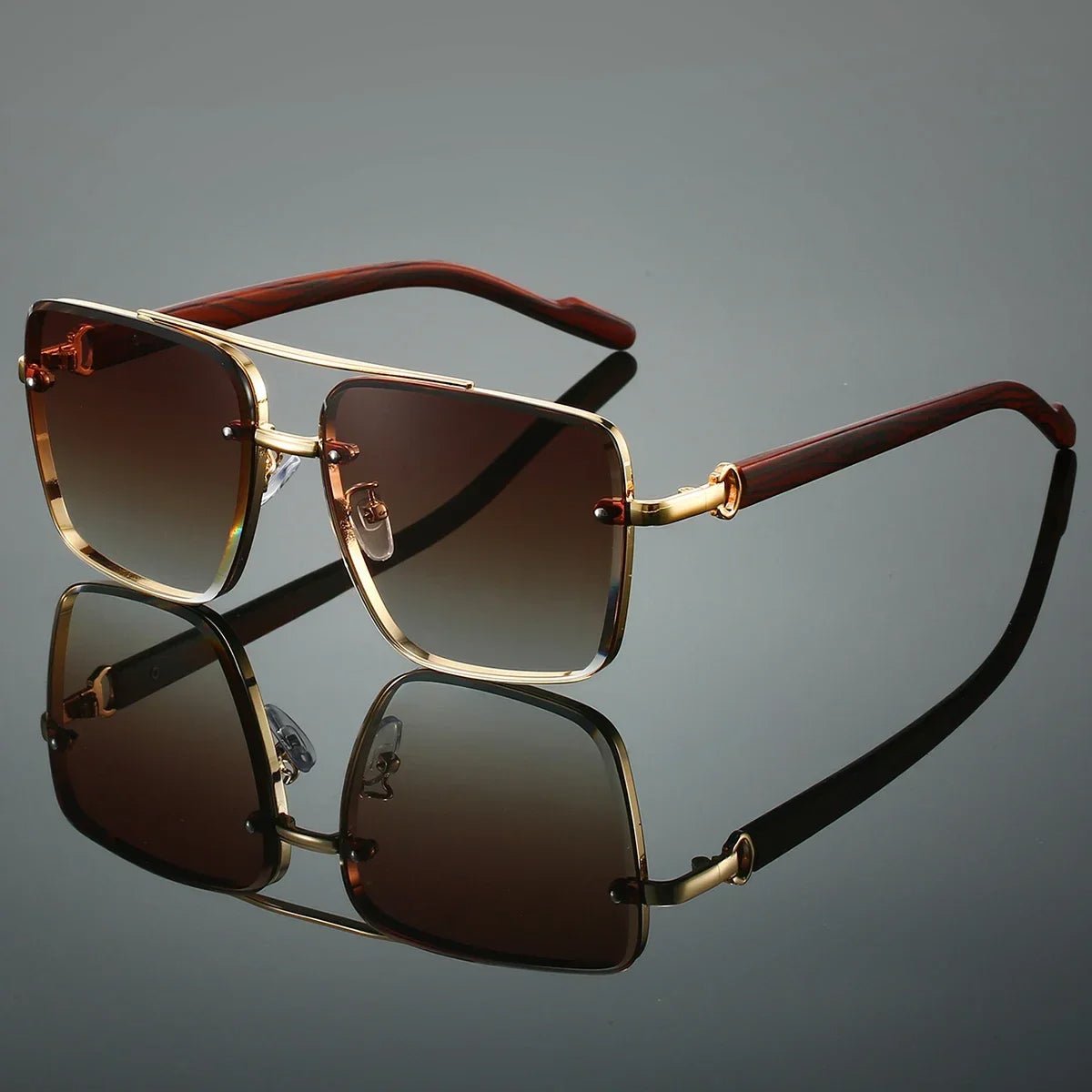 GONZALO – Gafas de sol aviador con varillas de madera, lentes polarizados y protección UV400