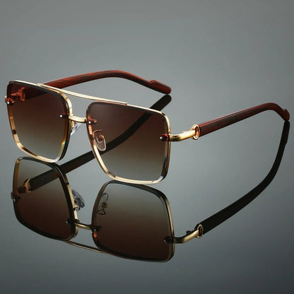 GONZALO – Gafas de sol aviador con varillas de madera, lentes polarizados y protección UV400