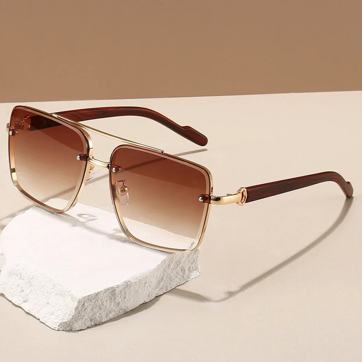 GONZALO – Gafas de sol aviador con varillas de madera, lentes polarizados y protección UV400