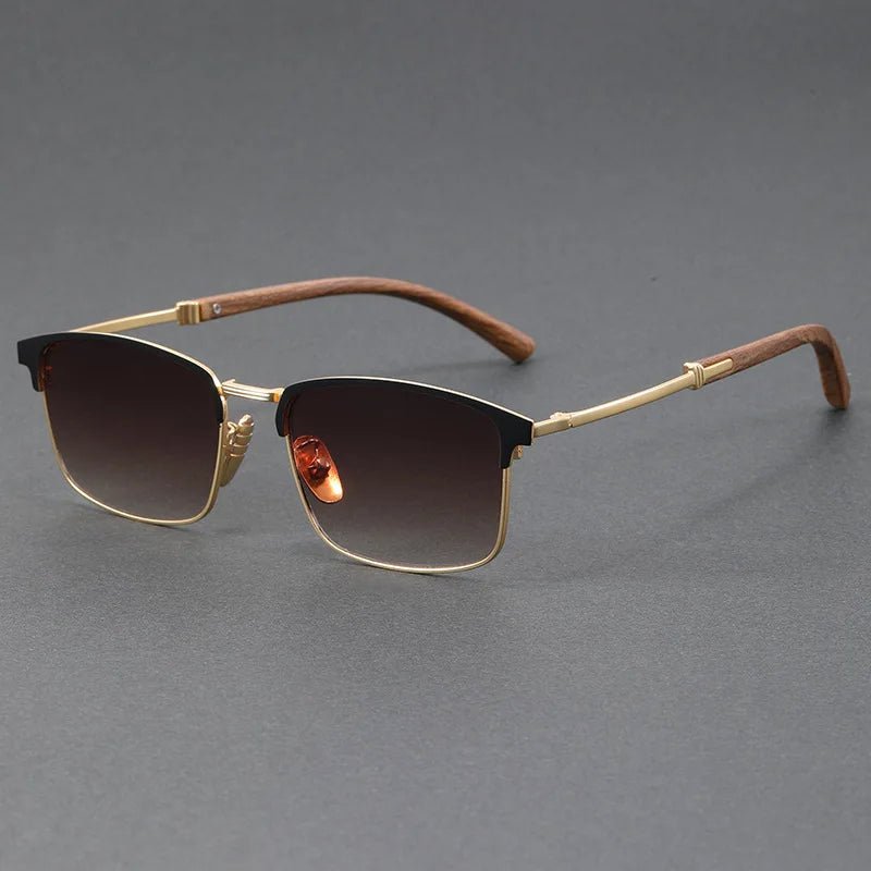 LEANDRO – Gafas de sol con media montura browline, lentes polarizados degradados y protección UV400