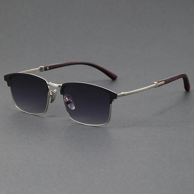 LEANDRO – Gafas de sol con media montura browline, lentes polarizados degradados y protección UV400