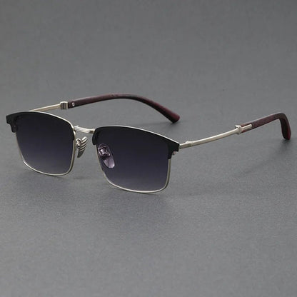 LEANDRO – Gafas de sol con media montura browline, lentes polarizados degradados y protección UV400