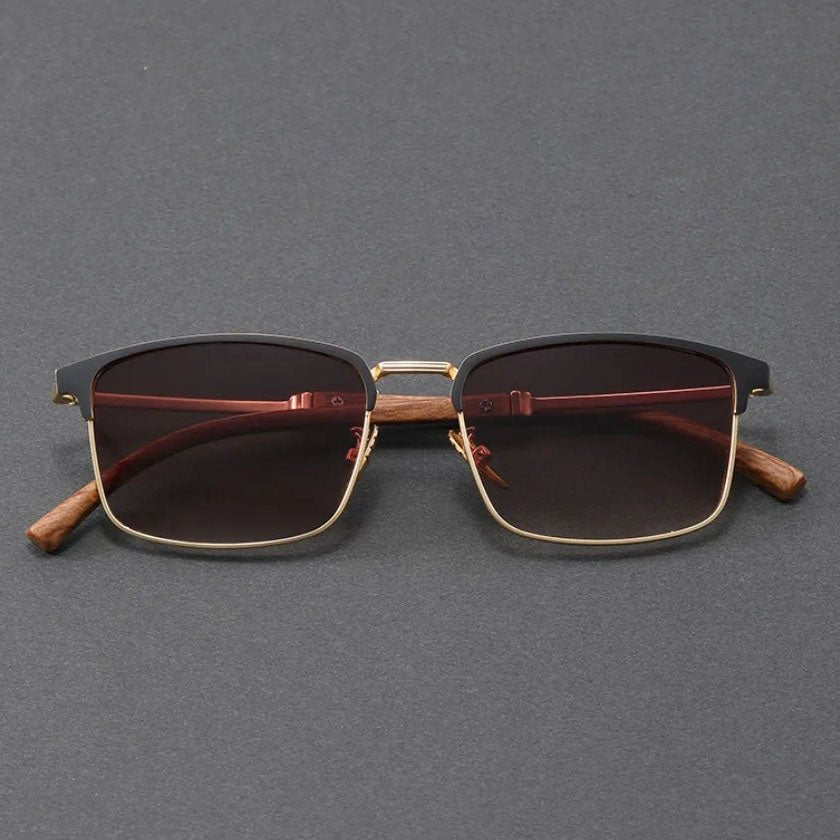 LEANDRO – Gafas de sol con media montura browline, lentes polarizados degradados y protección UV400
