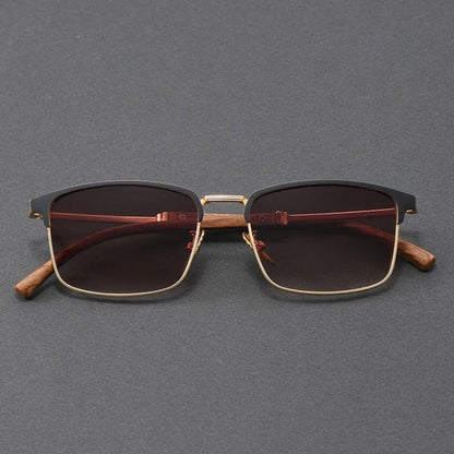 LEANDRO – Gafas de sol con media montura browline, lentes polarizados degradados y protección UV400