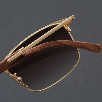 LEANDRO – Gafas de sol con media montura browline, lentes polarizados degradados y protección UV400