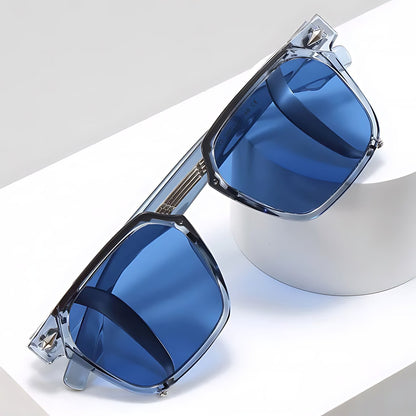 ALEXANDRO – Gafas de sol de montura cuadrada con lentes transparentes y protección UV400