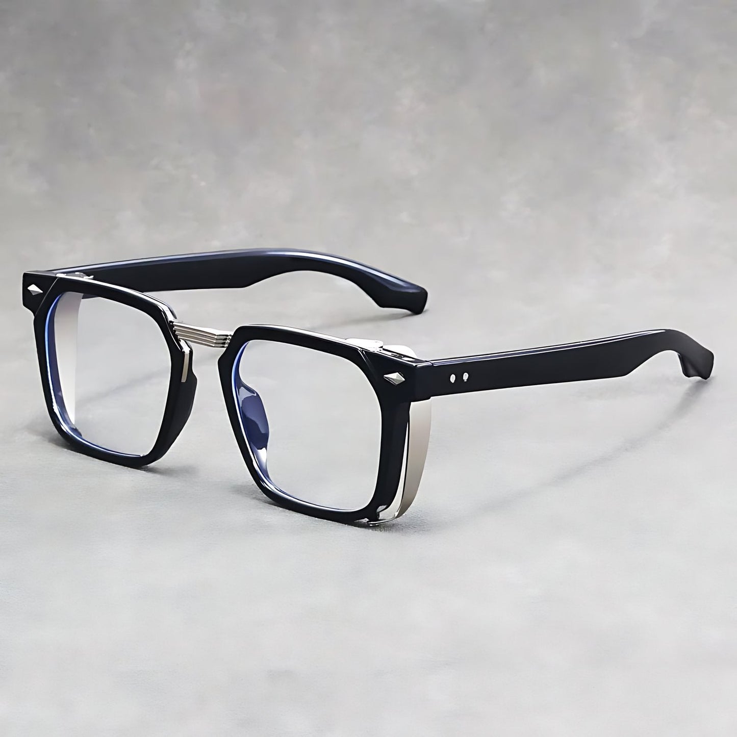 ALEXANDRO – Gafas de sol de montura cuadrada con lentes transparentes y protección UV400
