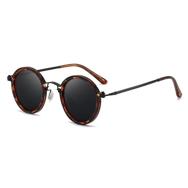 MATEO – Gafas de sol con montura redonda polarizada y varillas metálicas doradas