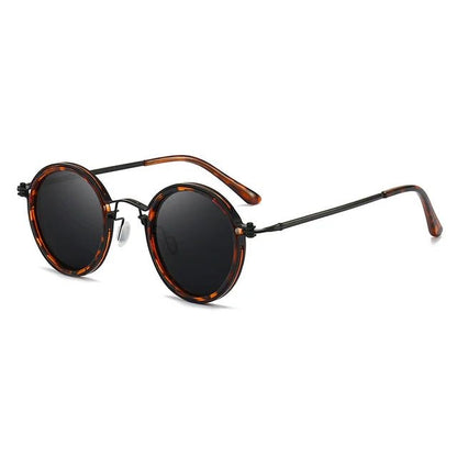 MATEO – Gafas de sol con montura redonda polarizada y varillas metálicas doradas