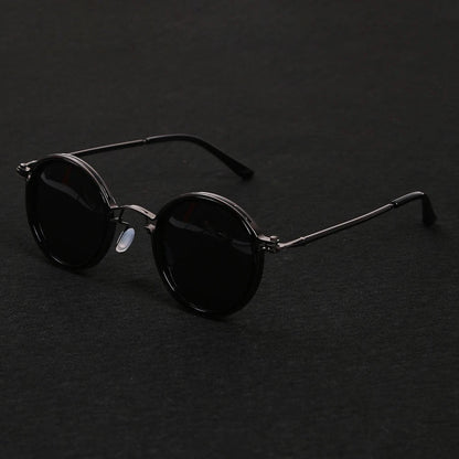 MATEO – Gafas de sol con montura redonda polarizada y varillas metálicas doradas