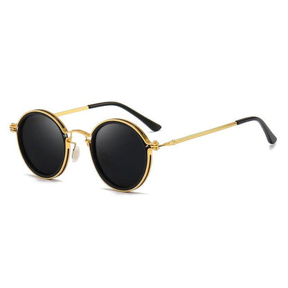 MATEO – Gafas de sol con montura redonda polarizada y varillas metálicas doradas