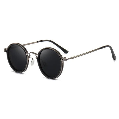 MATEO – Gafas de sol con montura redonda polarizada y varillas metálicas doradas