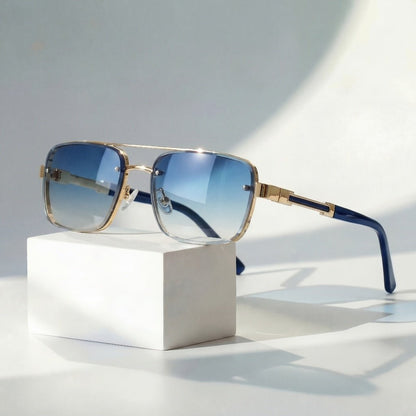 GALILEO – Gafas de sol retro estilo aviador con montura dorada y lentes degradados