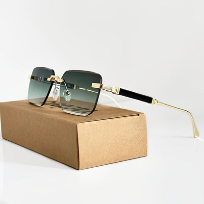 SERGIO – Gafas de sol retro con montura cuadrada dorada y lentes degradados con protección UV400