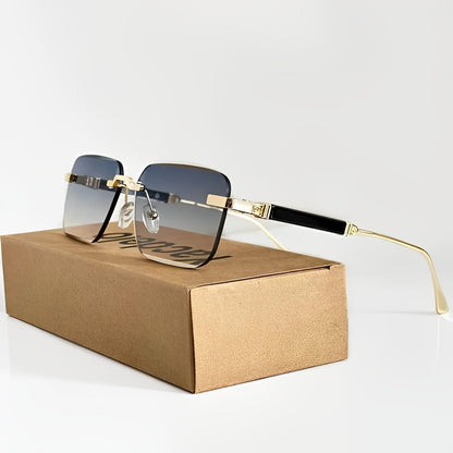 SERGIO – Gafas de sol retro con montura cuadrada dorada y lentes degradados con protección UV400