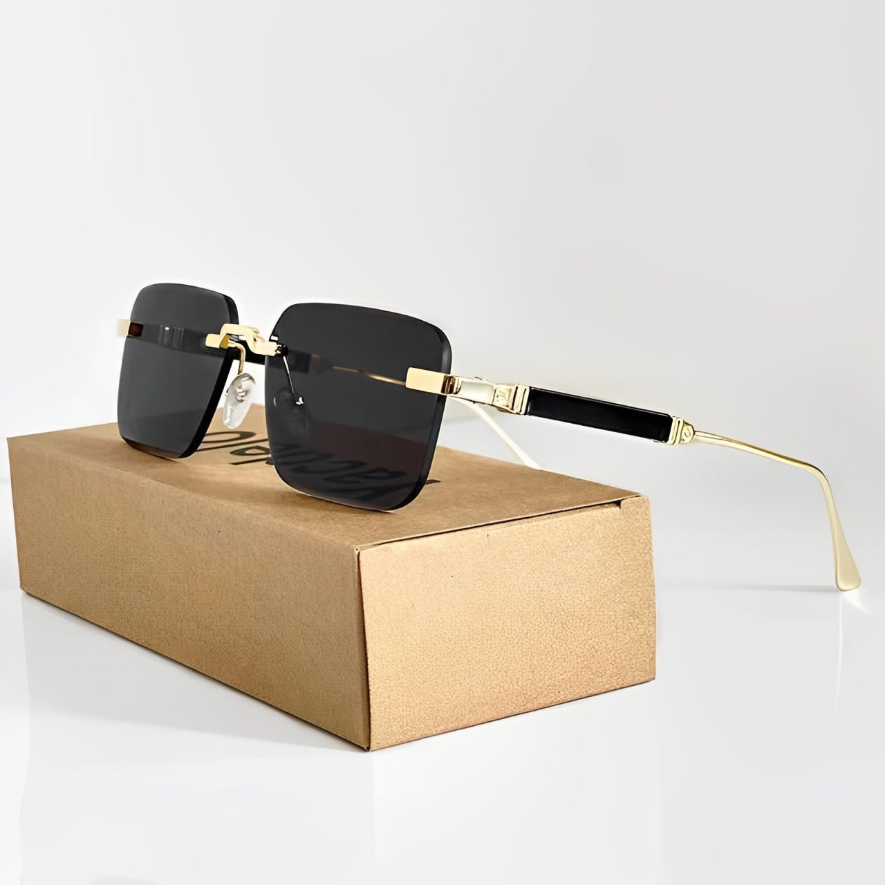 SERGIO – Gafas de sol retro con montura cuadrada dorada y lentes degradados con protección UV400