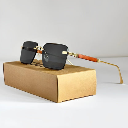 SERGIO – Gafas de sol retro con montura cuadrada dorada y lentes degradados con protección UV400