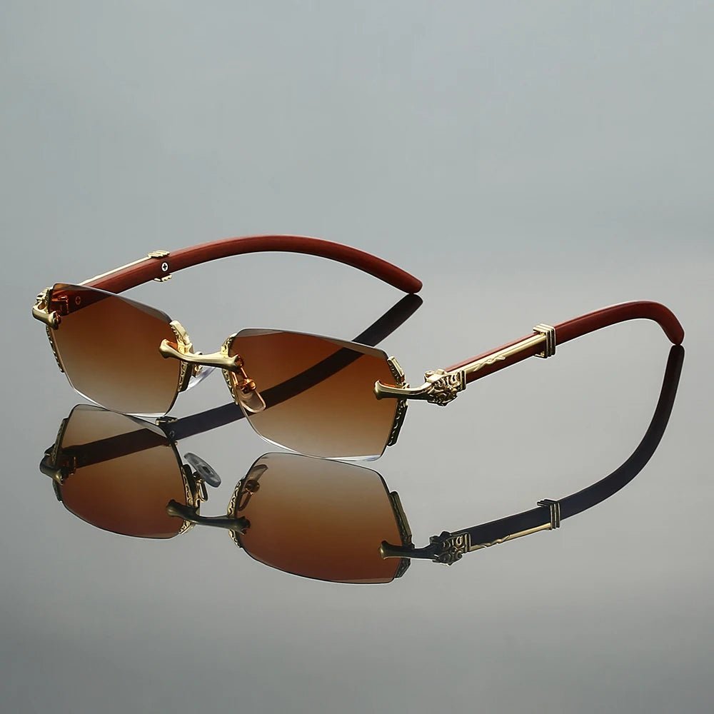 RAFAEL – Gafas de sol sin montura con varillas metálicas doradas y protección UV400