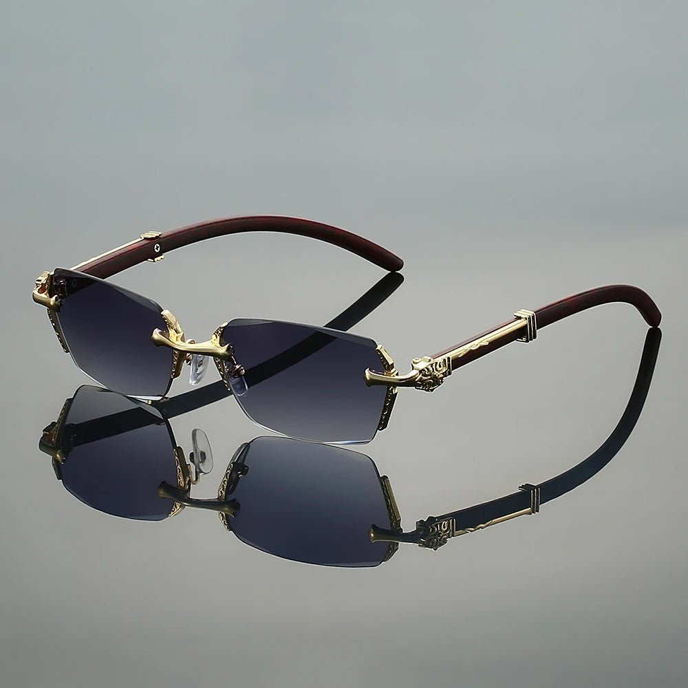 RAFAEL – Gafas de sol sin montura con varillas metálicas doradas y protección UV400
