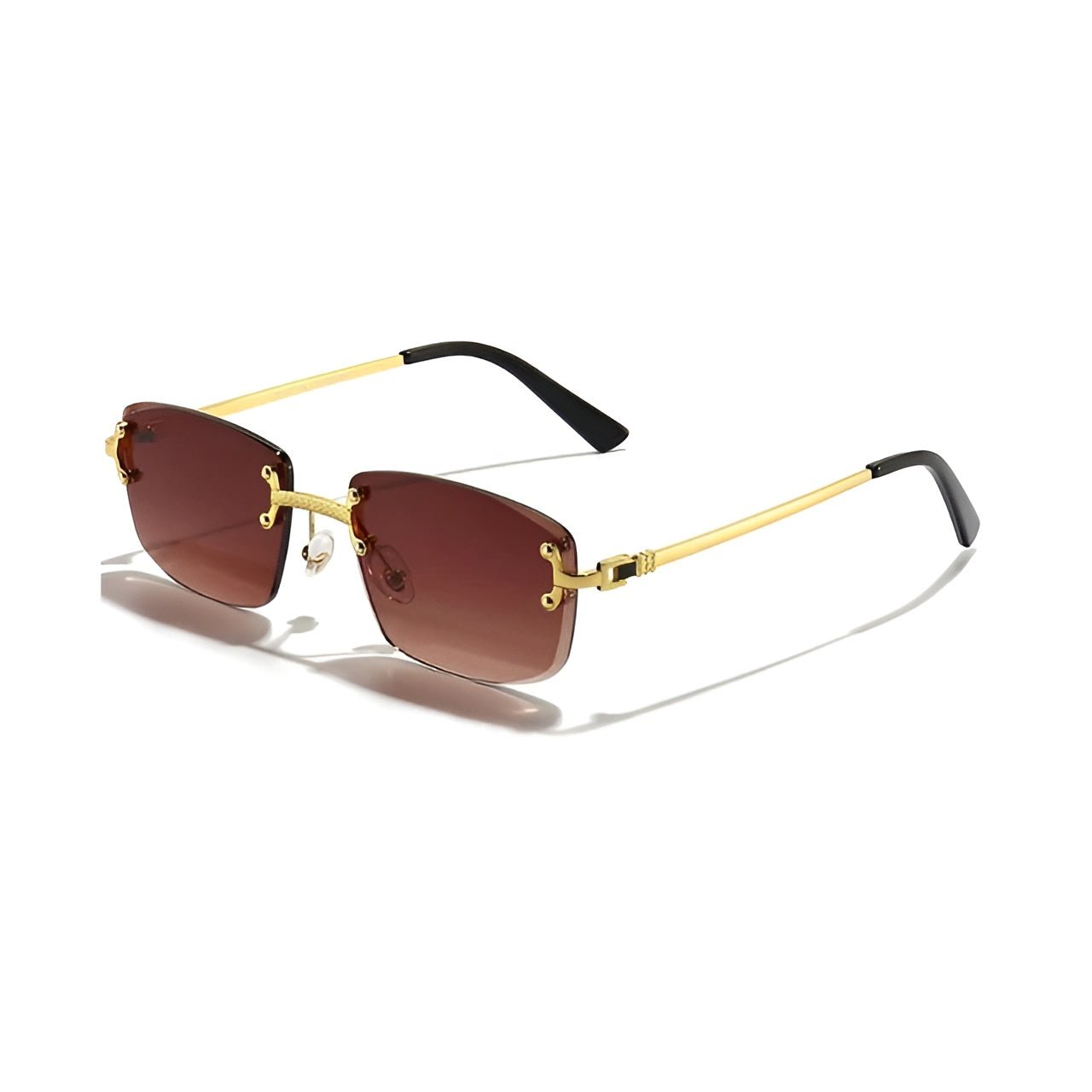 MAXIMO – Gafas de sol sin montura con varillas metálicas doradas y lentes degradados con protección UV400