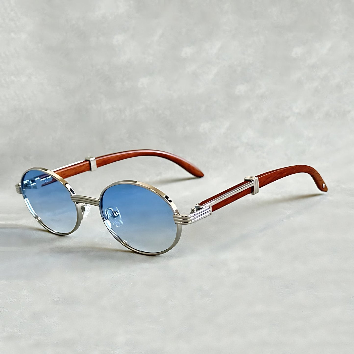 GUSTAVO – Gafas de sol de montura redonda dorada con protección UV400