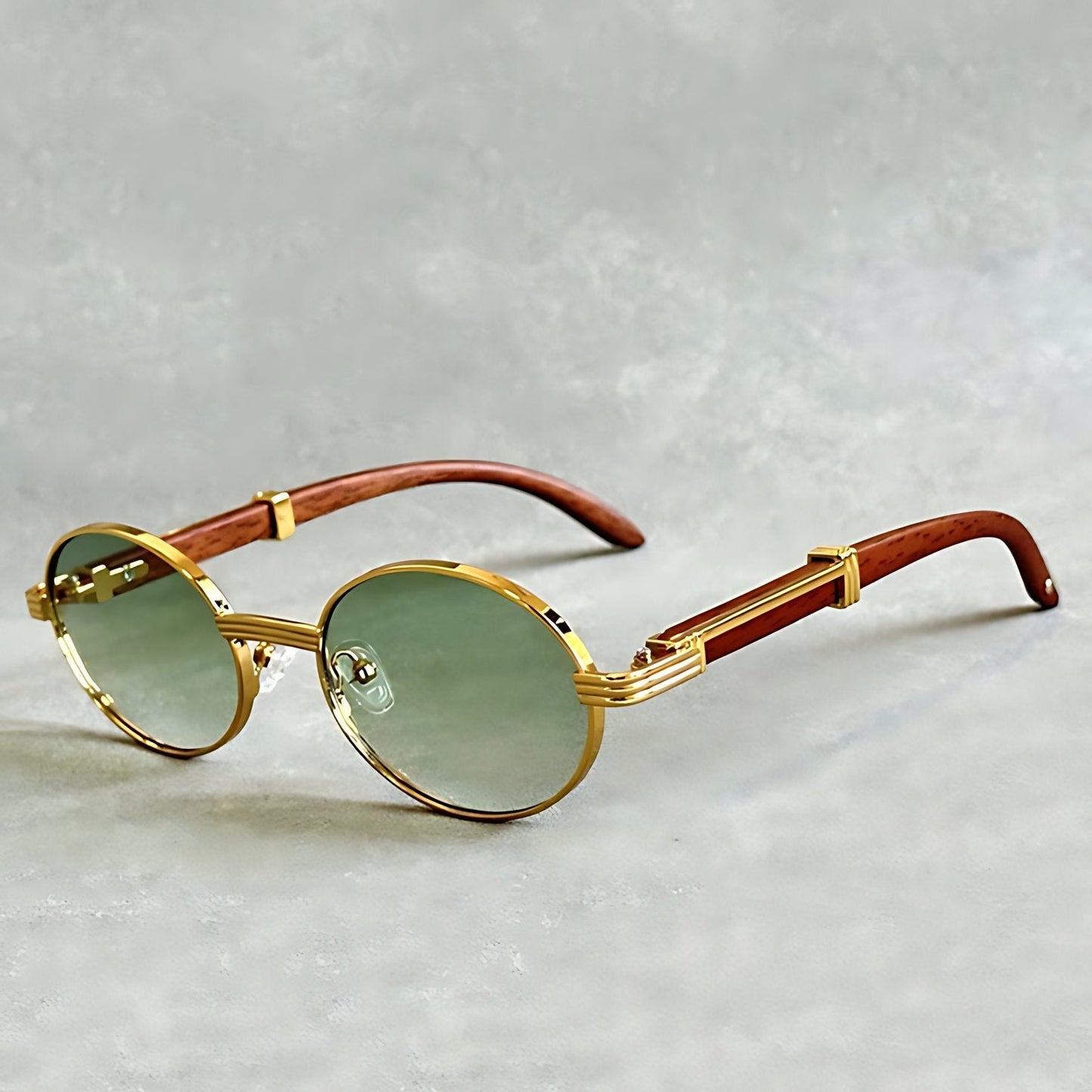 GUSTAVO – Gafas de sol de montura redonda dorada con protección UV400