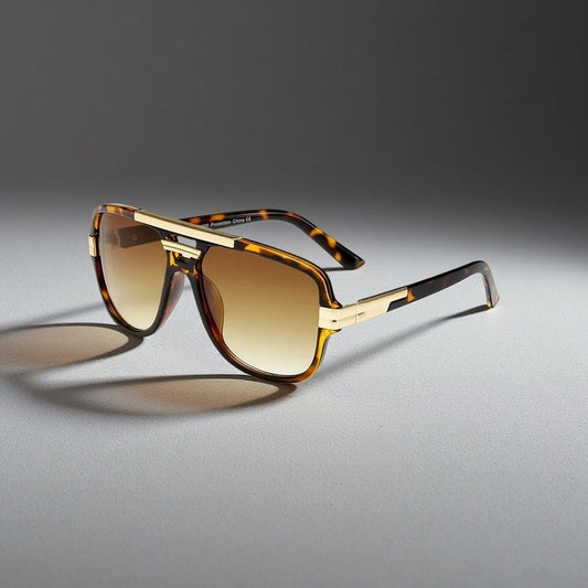 LEÓN – Gafas de sol tipo aviador cuadrado con montura de acetato y lentes degradados con protección UV400